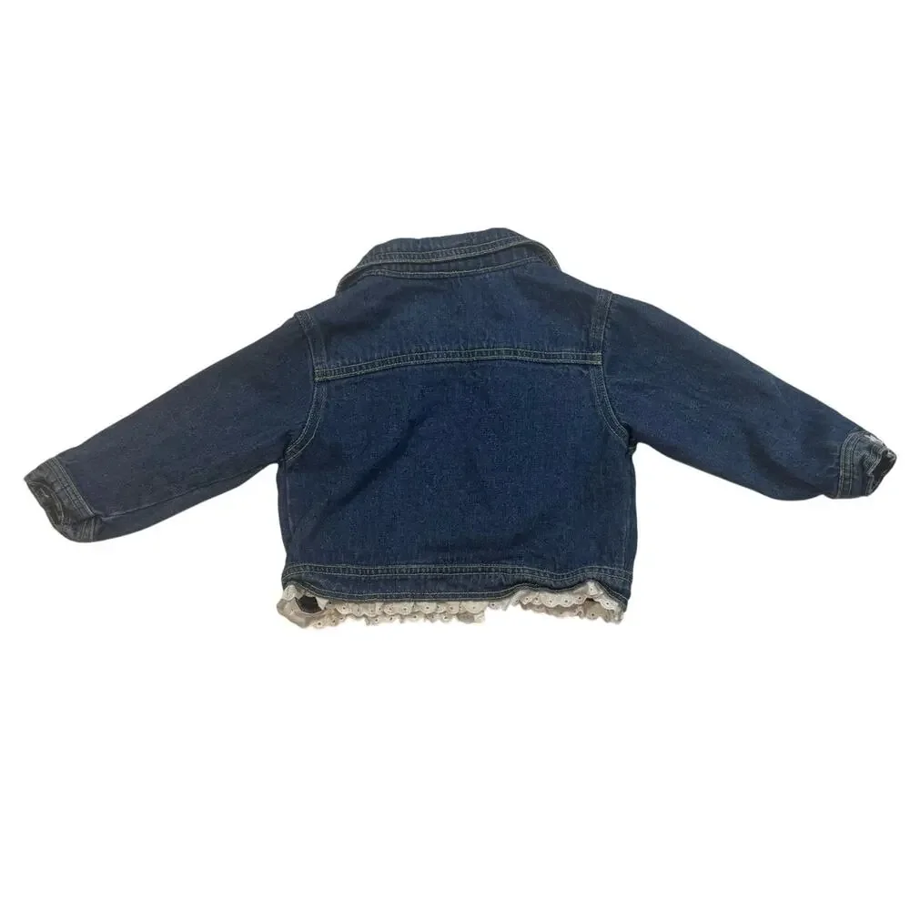 Vintage 90s Original Mickey Disney Denim Jean Jacket Baby Girl Toddler 24 Months